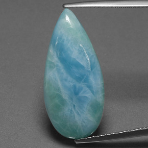 larimar Verde azul natural de 12.12 ct, En forma de pera, Opaco