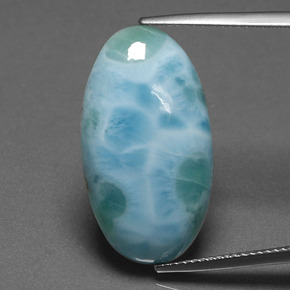 Larimar azul natural de 13,60 ct, corte óvalo, opaco