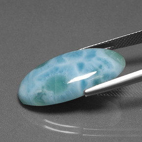 Larimar azul natural de 13,60 ct, corte óvalo, opaco