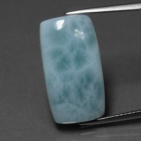 Larimar azul natural de 10,90 ct, corte cojín, opaco