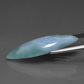 Larimar azul natural de 7,63 ct, marquesa, opaco