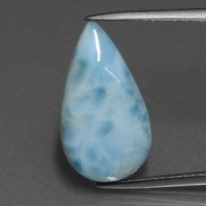 Larimar azul natural de 5,71 ct, en forma de pera, opaco