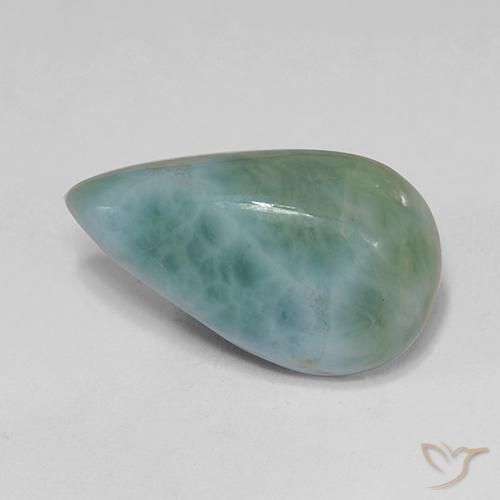 larimar Verde azulado claro natural de 5.53 ct, En forma de pera, Opaco