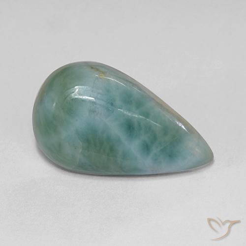 larimar Verde azulado claro natural de 5.53 ct, En forma de pera, Opaco