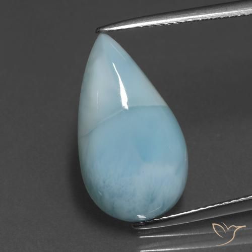 6.64ct Natural Azul verdoso claro larimar, En forma de pera, Opaco