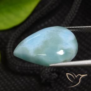 larimar Verde azulado claro natural de 12.03 ct, En forma de pera, Opaco