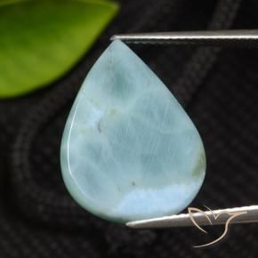 larimar Verde azulado claro natural de 12.03 ct, En forma de pera, Opaco