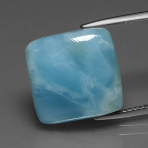 Larimar azul natural de 9,67 ct, cuadrado, opaco
