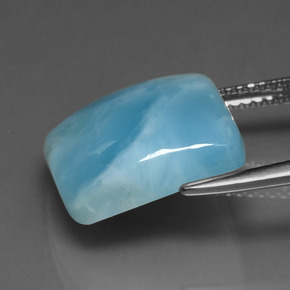Larimar azul natural de 9,67 ct, cuadrado, opaco