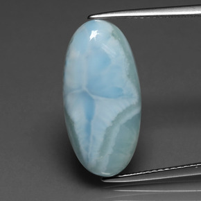 larimar Azul verdoso natural de 8.33 ct, Corte Óvalo, Opaco