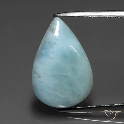 Larimar azul espuma de mar natural de 5,96 ct, en forma de pera, opaco
