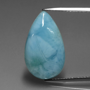 Larimar azul natural de 6,38 ct, en forma de pera, opaco