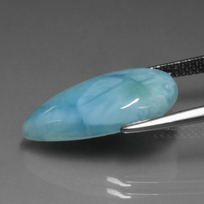 Larimar azul natural de 6,38 ct, en forma de pera, opaco