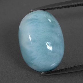 Larimar azul natural de 7,33 ct, corte óvalo, opaco