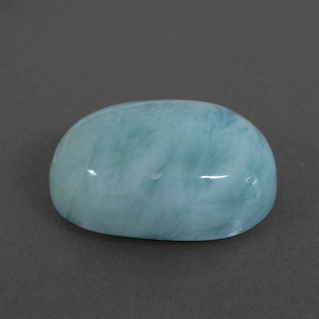 Larimar azul natural de 7,33 ct, corte óvalo, opaco