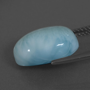 Larimar azul natural de 7,33 ct, corte óvalo, opaco