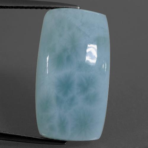 Larimar azul natural de 10,90 ct, corte cojín, opaco