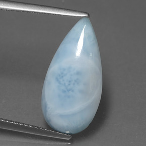 Larimar azul natural de 4,51 ct, en forma de pera, opaco