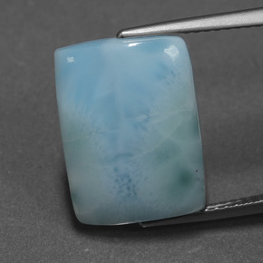 Larimar azul natural de 7,37 ct, baguette, opaco