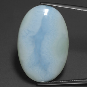 Larimar azul natural de 28,88 ct, corte óvalo, opaco