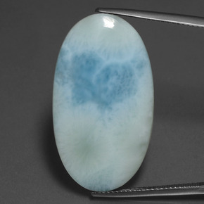 Larimar azul natural de 21,31 ct, corte óvalo, opaco