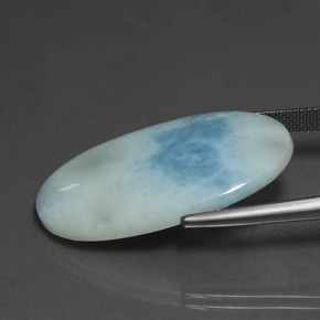 Larimar azul natural de 21,31 ct, corte óvalo, opaco