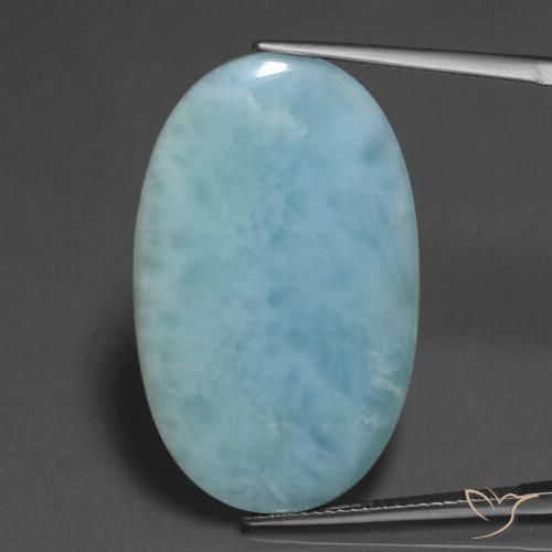 larimar Azul claro natural de 17.78 ct, Corte Óvalo, Opaco