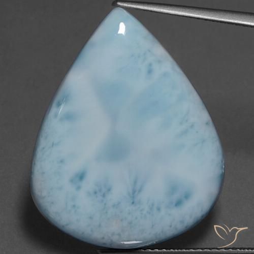 Larimar turquesa natural de 27,41 ct, en forma de pera, opaco