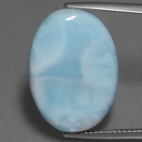 Larimar azul natural de 17,21 ct, corte óvalo, opaco