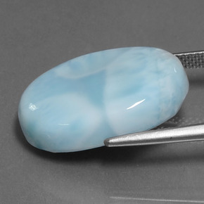 Larimar azul natural de 17,21 ct, corte óvalo, opaco