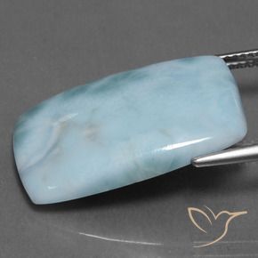 larimar Azul verdoso claro natural de 15.43 ct, Corte Baguette, Opaco