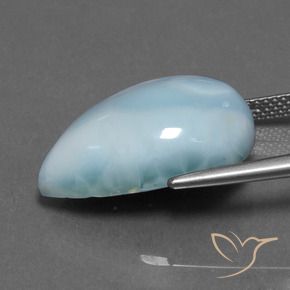 larimar Celeste natural de 16.87 ct, En forma de pera, Opaco