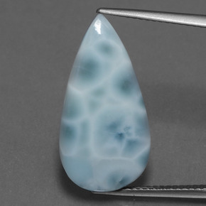 Larimar azul natural de 9,56 ct, en forma de pera, opaco