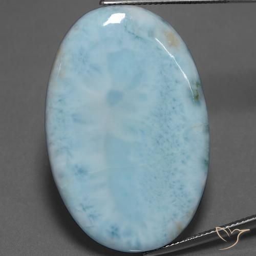 53.89ct Natural Verde azulado claro larimar, Ovalada, Opaco