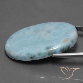 larimar Verde azulado claro natural de 53.89 ct, Ovalada, Opaco