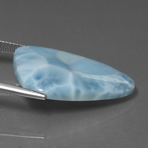 Larimar azul natural de 18,86 ct, forma elegante, opaco