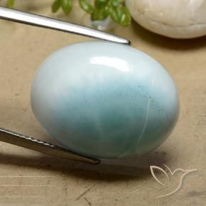 larimar Verde azulado claro natural de 18.93 ct, Ovalada, Opaco