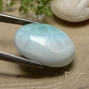 larimar Verde azulado claro natural de 18.93 ct, Ovalada, Opaco