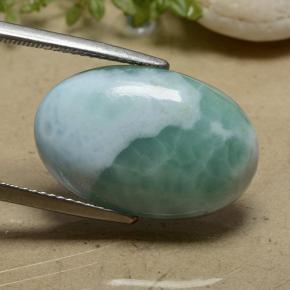 Larimar verde natural de 16,78 ct, corte óvalo, opaco