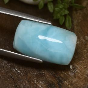 Larimar azul natural de 8,00 ct, corte cojín, opaco