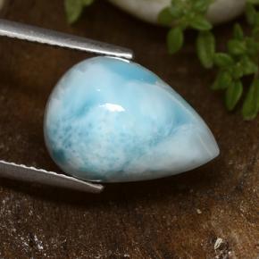 larimar Azul verdoso natural de 6.89 ct, En forma de pera, Opaco
