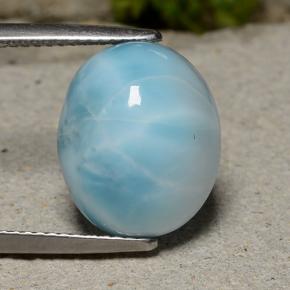 Larimar azul natural de 8,81 ct, corte óvalo, opaco
