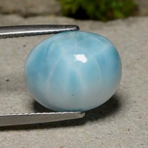 Larimar azul natural de 8,81 ct, corte óvalo, opaco