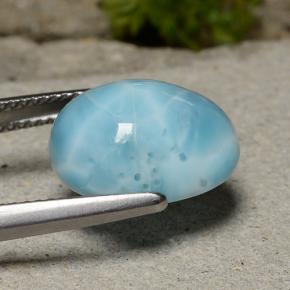 Larimar azul natural de 8,81 ct, corte óvalo, opaco