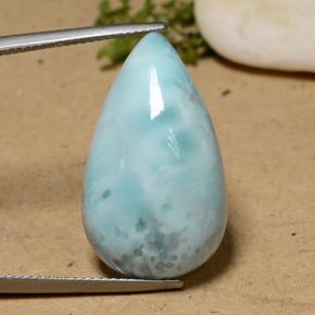 Larimar azul natural de 22,75 ct, en forma de pera, opaco