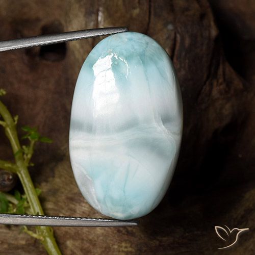 Larimar turquesa natural de 36,48 ct, corte óvalo, opaco