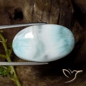 Larimar turquesa natural de 36,48 ct, corte óvalo, opaco