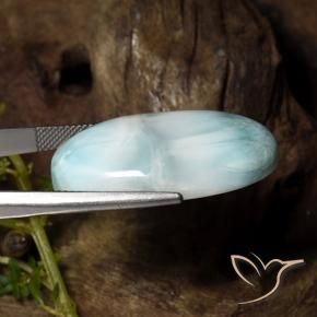Larimar turquesa natural de 36,48 ct, corte óvalo, opaco