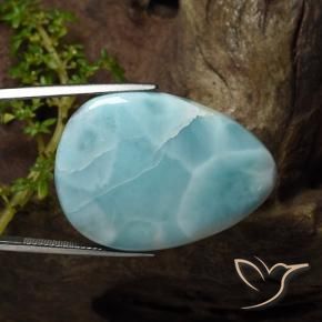 Larimar azul natural de 43,22 ct, en forma de pera, opaco