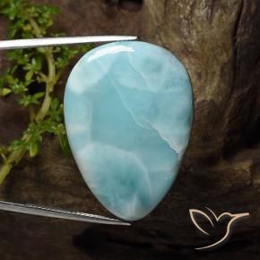 Larimar azul natural de 43,22 ct, en forma de pera, opaco